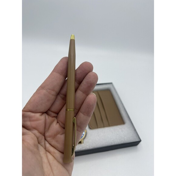 Watch, Ballpoint Ink Pen @ Credit Card Holder In Tan Gift Set New - Picture 3 of 9